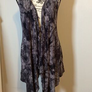 COME TOGETHER BOHO GRAY TIE DYE LIGHTWEIGHT CARDIGAN VEST Sz MED Made in USA 🇺🇸